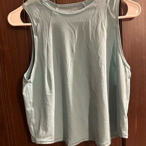 Lulu sculpt cropped tank top in aqua color